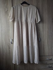 Wednesdays Girl Cream and Black Polka Dot Short Sleeve Maxi Maternity Dress. S