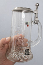 Rastal German made Seidel Crystal Glass Handbown Pewter Lid Stein in box