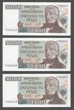 Argentina 50000 Pesos N.D. (1979); UNC; P-307; BNB-B360a; Lot of 3 consecutive #