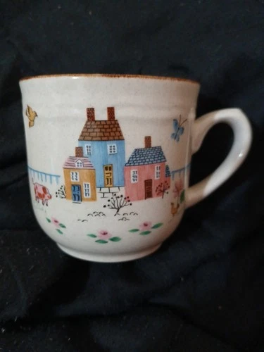 2 International Stoneware Japan Heartland Farm Coffee Tea Cup Mug vintage
