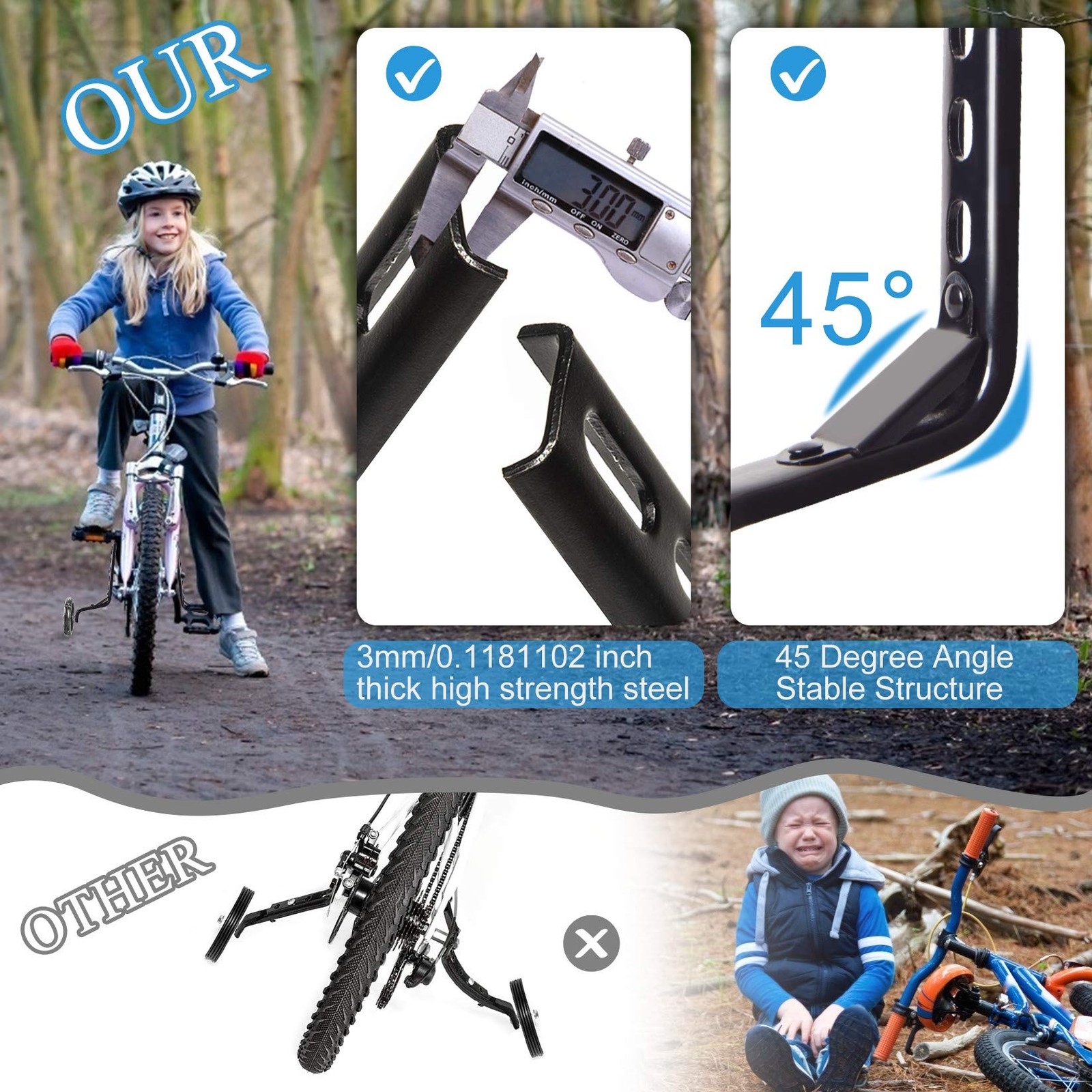 Training Wheels for Bike,with Axle Extenders,Compatible for Bikes of 12/14/16...