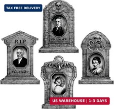 Graveyard Tombstones Halloween Decorations Outdoor: 4pcs Large Gravestones Yard