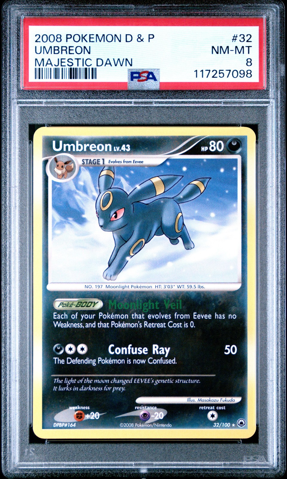2008 POKEMON DIAMOND & PEARL MAJESTIC DAWN UMBREON #32 PSA 8 NM #117257098