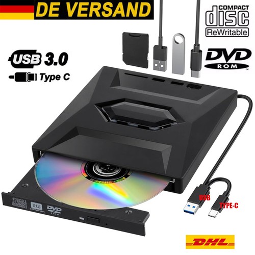 7 in 1 USB 3.0 Externes Laufwerk DVD CD UHD 4K Brenner Player für Laptop PC
