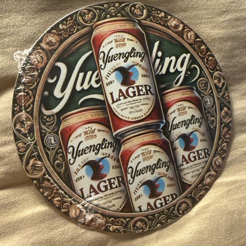 Round Yuengling Lager Cans Metal Tin 8”x8” - Picture 5 of 7