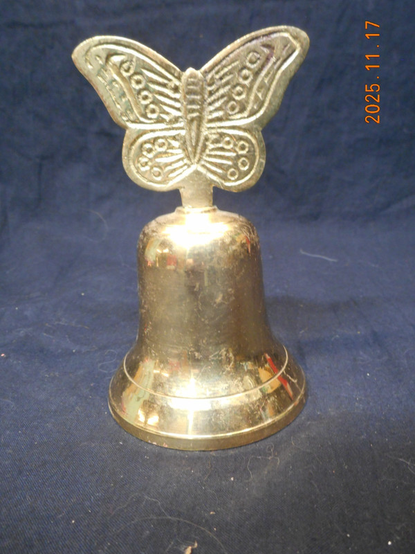 Vintage Brass Bell with Butterfly Handle / Made in India