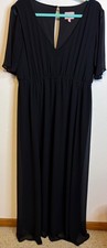 Show Me Your Mumu Black Flutter Sleeve V-Neck Maxi Dress Empire Emily Plus XXL