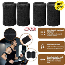 4  Wrist Sweatbands Tennis Wrist Bands Absorbent Sweat Band for Men and Women US
