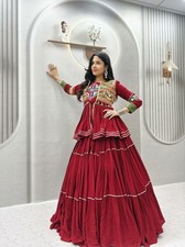 Women's Pure Cotton Lehenga Choli Gamthi Mirror Work Navratri Garba