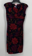 Chaps Preowned Womens Small Floral Ruched Sheath Stretch EUC