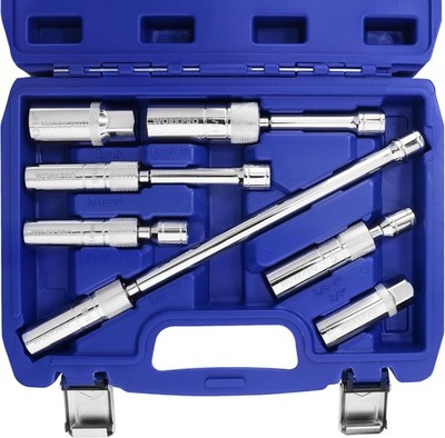 WORKPRO 7 PCS 3/8'' Drive Magnetic Swivel Spark Plug Socket Set Thin Wall Sockets