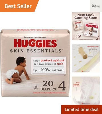 Huggies Size 4 Diapers, Skin Essentials Baby Diapers, Size 4 22-37 lbs, 20 Co...
