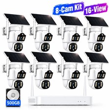 4MP WIFI Solar Powered Security Camera System Wireless Outdoor Audio Dual Lens