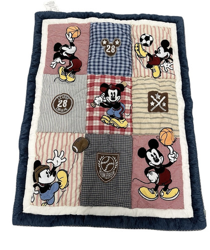 Disney Mickey Mouse Vintage Sports Baby Quilt Crib Bedding