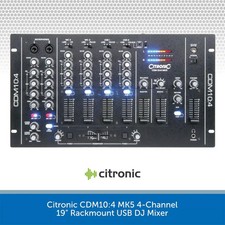 Citronic CDM10:4 4-Channel USB DJ Mixer | 2 Mic Inputs & 3-Band EQ