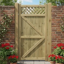 Garden Gate with Lattice Insert Treated Wooden Decorative Side Door 3-6ft x 3ft