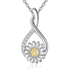 Daisy Pendant Necklace for Women 925 Sterling Silver Daisys Flower Jewelry An...