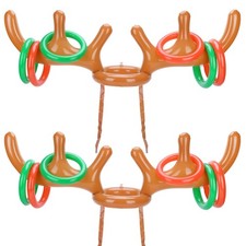 Konsait Inflatable Reindeer Antler Ring Toss Game for Kids Children - red