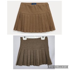 Girls Polo Ralph Lauren Pleated Herringbone Skirt Preppy Academia Size: M 8 10