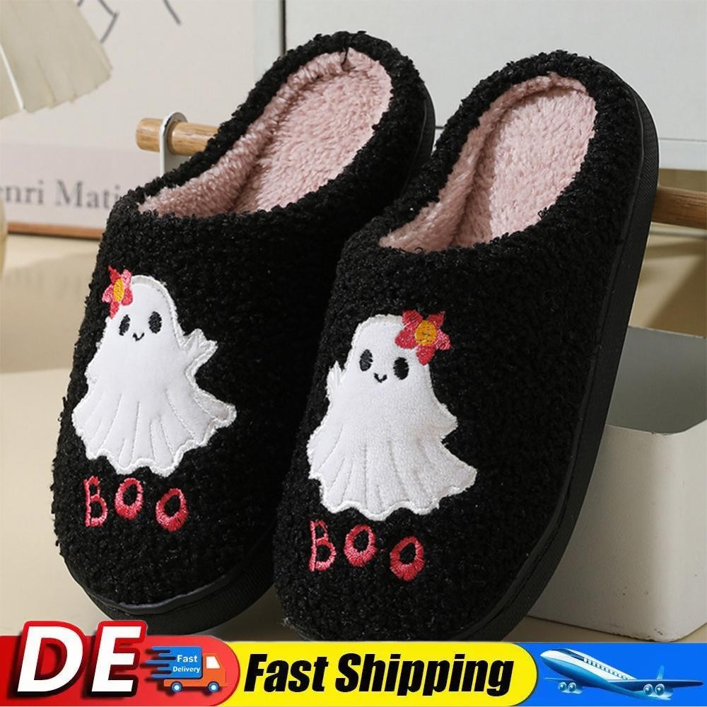 APL Halloween Fantasma Peluche Pantofole Punta Chiusa Morbide Pelose
