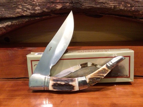 Frost Trophy Stag Large Folding Knife (TS-108) w/ Box - Picture 3 of 7