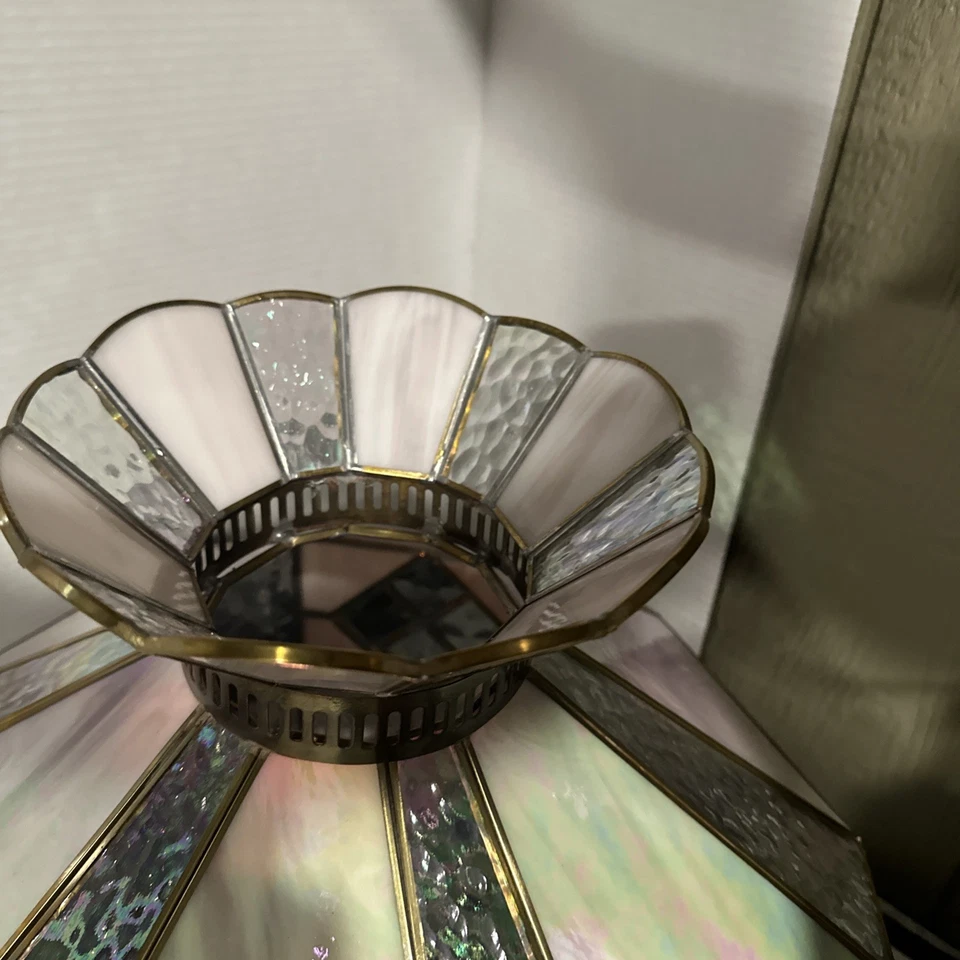NUEVO ACCESORIO DE LUZ TIFFANY CON HERMOSO Plomo Iridiscente y Dorado Ver Foto Foto 4 de 4