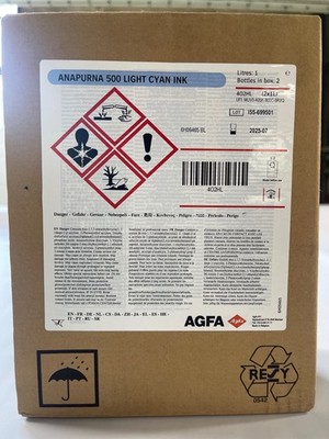 UV INK **BRAND NEW/ NEVER OPENED** AGFA Anapurna 500 LIGHT CYAN