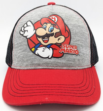 BOY'S CAP: Super Mario Bros Nintendo Snapback Red Black Cartoon Gaming Hat