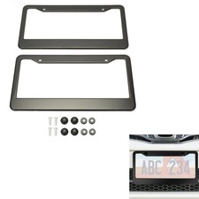 Stainless Steel Universal Black License Plate Frame Tag Cover Screw Caps 2pcs