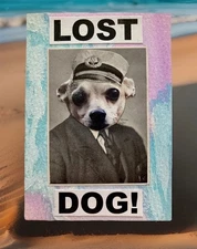 Lost Dog! - Original Collage Mixed Media Surrealism Mini Fine Art ACEO Art Card