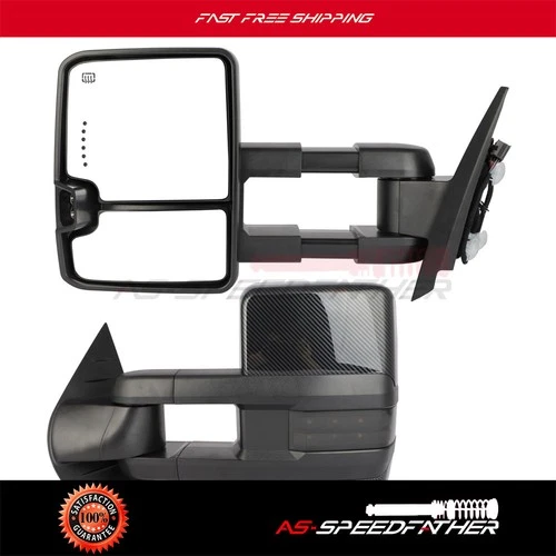 Carbon Fiber Power Heated Signal Mirrors For 07-13 Silverado Suburban Sierra