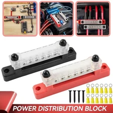 12V Terminal Block Bus Bar & 2pcs 12 Cover Distribution Bus Bar Auto Boat Power
