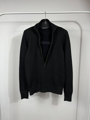 Dirk Bikkembergs Black Wool Cashmere Blend Half Zip Knit Sweater Italy M
