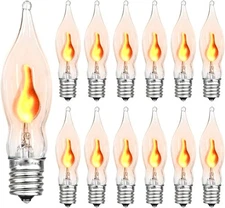 12 Count Halloween Flickering Flame Lights Bulbs, Clear Shaped, Candle Light