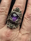 Vintage 925 Silver DGS Turkey Filigree Ornate Amethyst style Statement Ring ￼￼￼