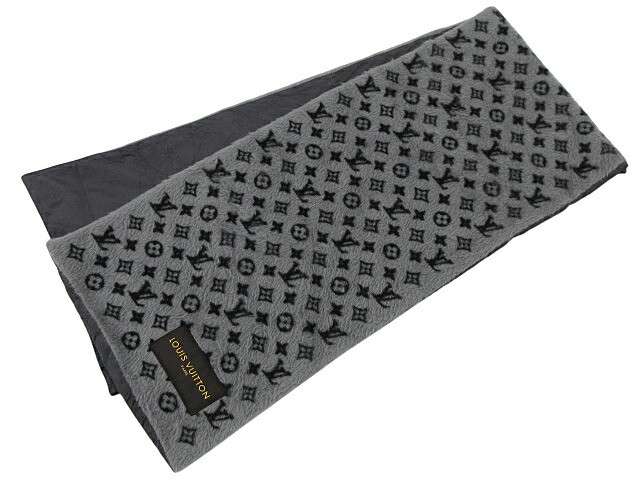 Louis Vuitton Gray Alpaca Wool Scarf Stole 53.5x11.4in Pre-Owned
