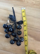 Vtg Millinery Fruit Collection Black Wooden Berry Grape Czechoslovakia For Hats