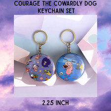 Courage the Cowardly Dog Keychain set 2 PACK Nostalgic Button Keychains