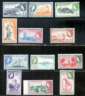 LOT 37407 MINT NH OG 235 246 (238 AND 240 HAVE HR) STAMPS FROM BARBADOS
