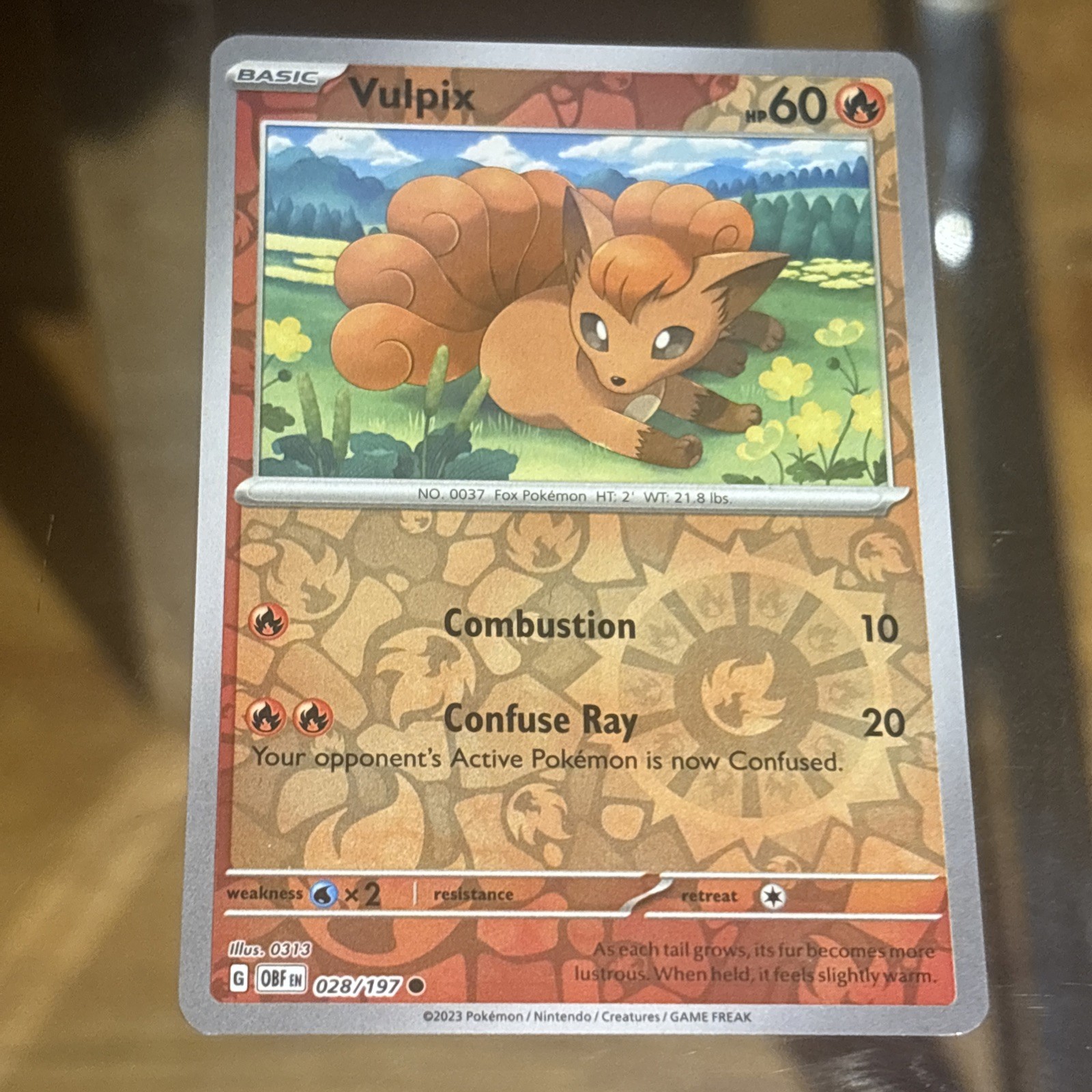 Vulpix 028/197 Common Reverse Holo Pokemon Obsidian Flames