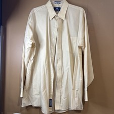 24. Stafford Men Dress Shirt Tan Wrinkle Free Button Up Long Sleeve 17 34-35
