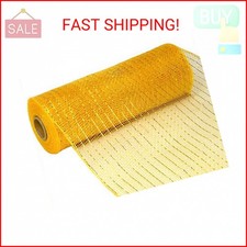 10 inch x 30 feet Deco Poly Mesh Ribbon - Metallic Yellow Gold: RE130153