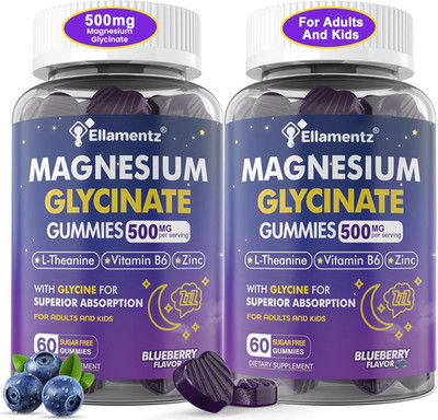 Magnesium Glycinate Gummies 500mg/250mg for Adults Kids Teens, Sugar Free Mag...