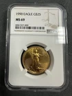 1990 Gold Eagle $25 1/2 Oz NGC MS69