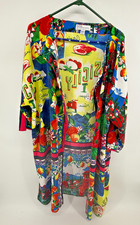 David Meister Sicily Citrus Floral Kimono Jacket Lightweight Resort Boho M L