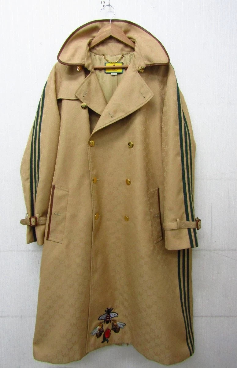 Gucci x adidas Trench Coat Long 715844 Z8A77 Beige Gold Button Men