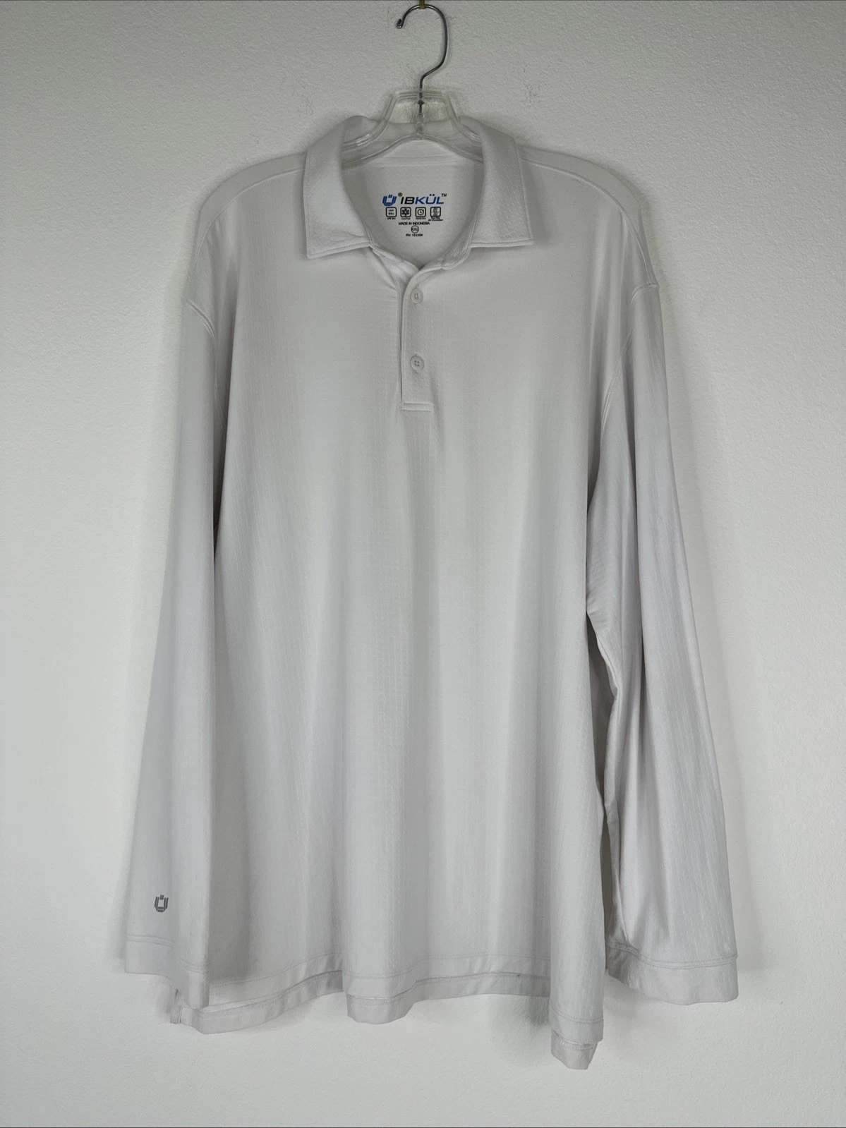 IBKUL Long Sleevepo Shirt Mens Size XXL 2XL White UPF 50 Quick Dry Cooling