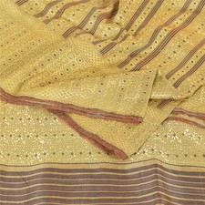 Sanskriti Vintage Indian Brown Sarees Blend Silk Woven Premium Sari Craft Fabric