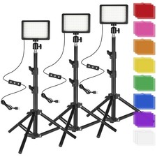 LED Photo Video Light 3-Pack, Dimmable 5600K USB LED Continuous Light Photogr...