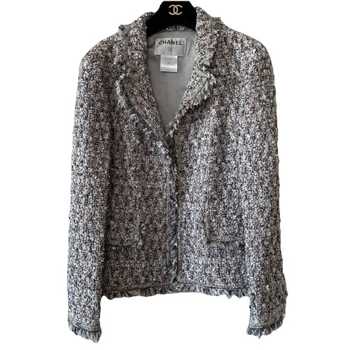 Chanel, CHANEL 04A Tweed Jacket Blazer Size 40 FR Gray Multicolor Made in France Vintage
